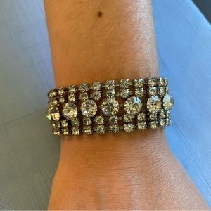 Vintage rhinestone triple row bracelet